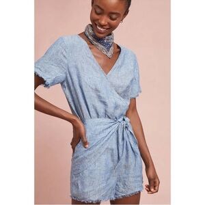 Anthropologie Sanctuary Montana Tie Front Chambray Romper